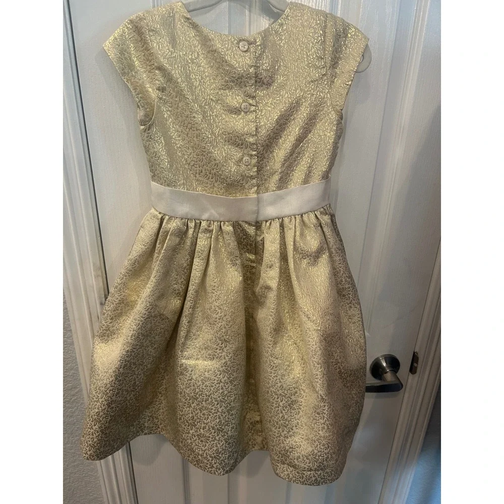 Gymboree Dress Gold Metallic Jacquard Bow Party Holiday Formal Kids Size 6